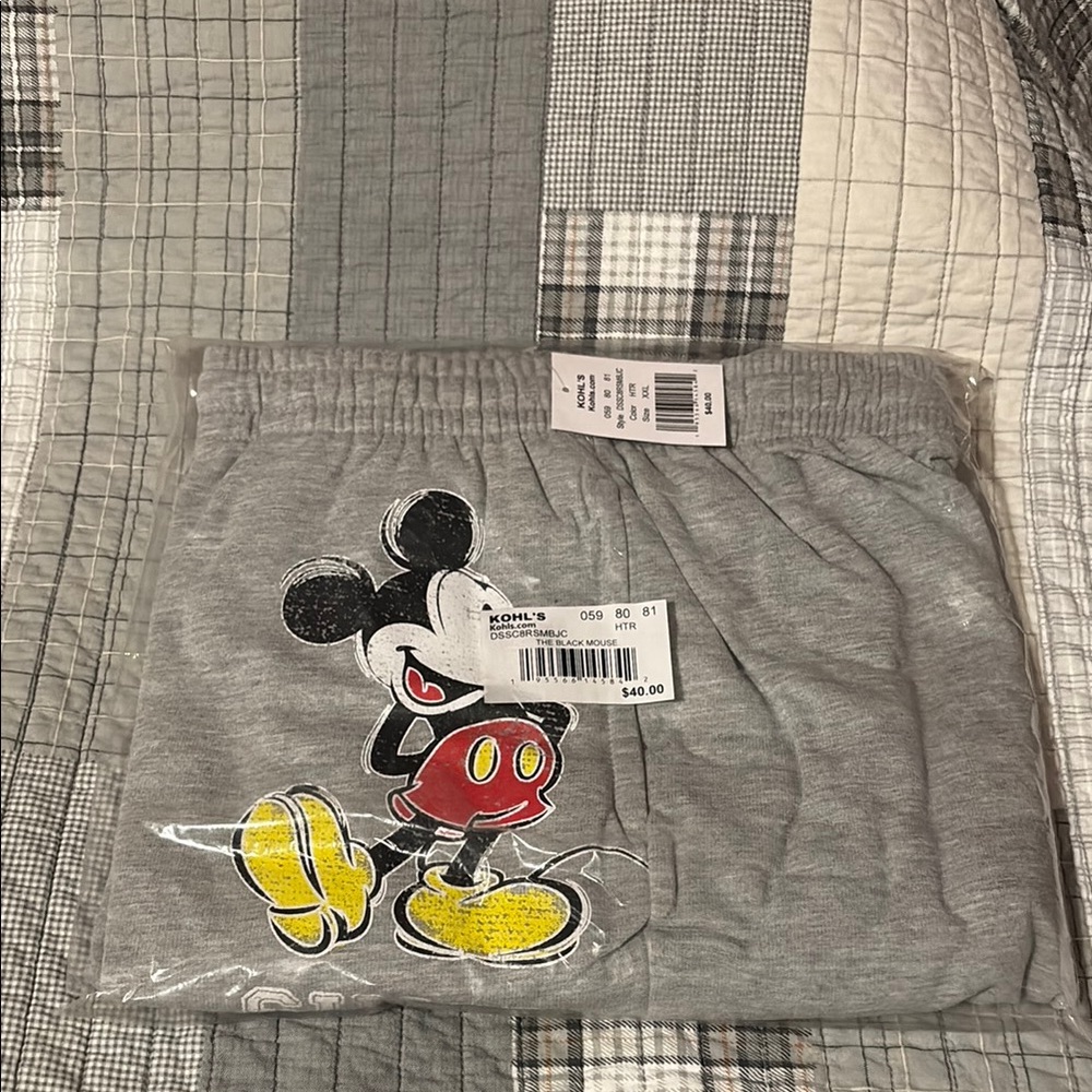 Disney Gray and Red Mickey Mouse Pajama Bottoms